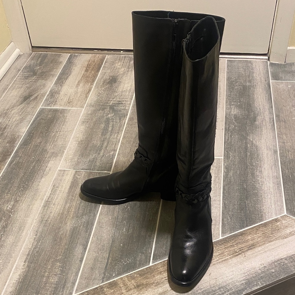 Minelli Knee-High Leather Boots Black Women’s size 9.5 - Picture 2 of 10